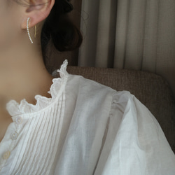 在庫僅か◆Pearl hoop earrings  パールフープイヤリング真珠フープピアス金属アレルギーノンホールピアス 6枚目の画像