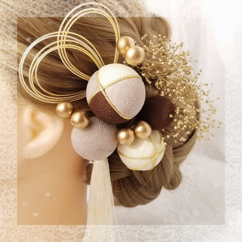 No.98 つまみ細工髪飾り成人式髪飾り卒業式髪飾り 七五三髪飾り 玉かんざし 純恋 ーsumireー 和装 玉かんざし 和玉 成人式髪飾り 卒業式髪飾り