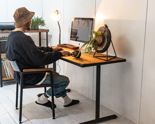 OLD WOOD & IRON WORK DESK / I EDGE LEG アイアン家具 PCデスク 机