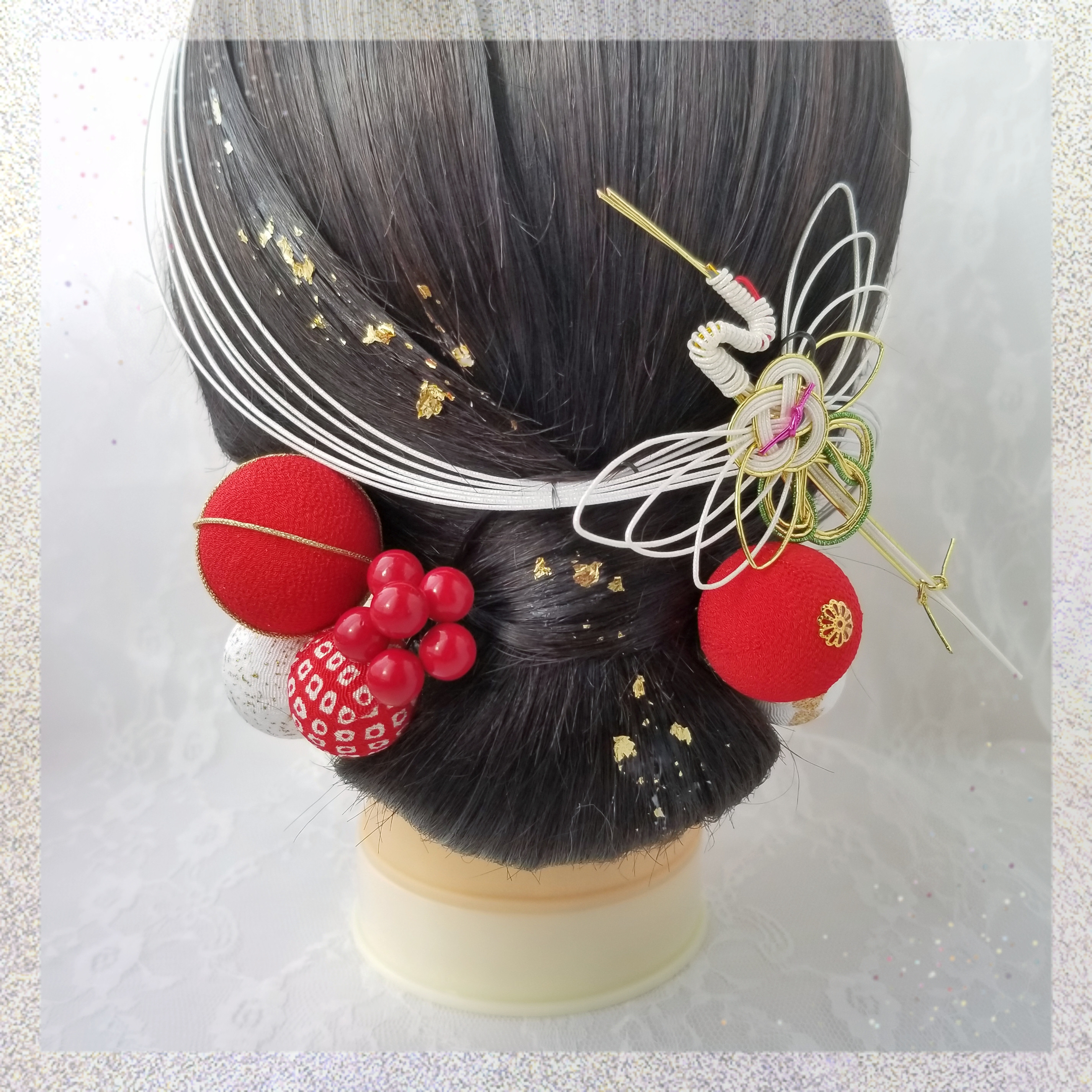 専用　七五三　桃色吐息の花簪　金属簪　Uピン簪　玉簪　水引簪　①鹿の子②ちんころ SOUBIEN かんざし 普段使い 浴衣 玉簪 小紋 カジュアル 二本足