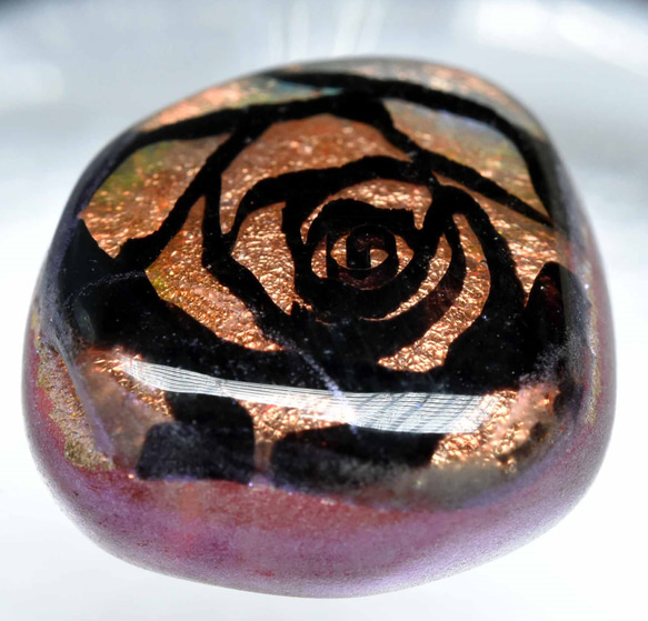 送料無料**オレンジバラのラスの指輪　ハンドメイド　リング　（10553-453） ガラス工芸家の創作した一点物 1枚目の画像