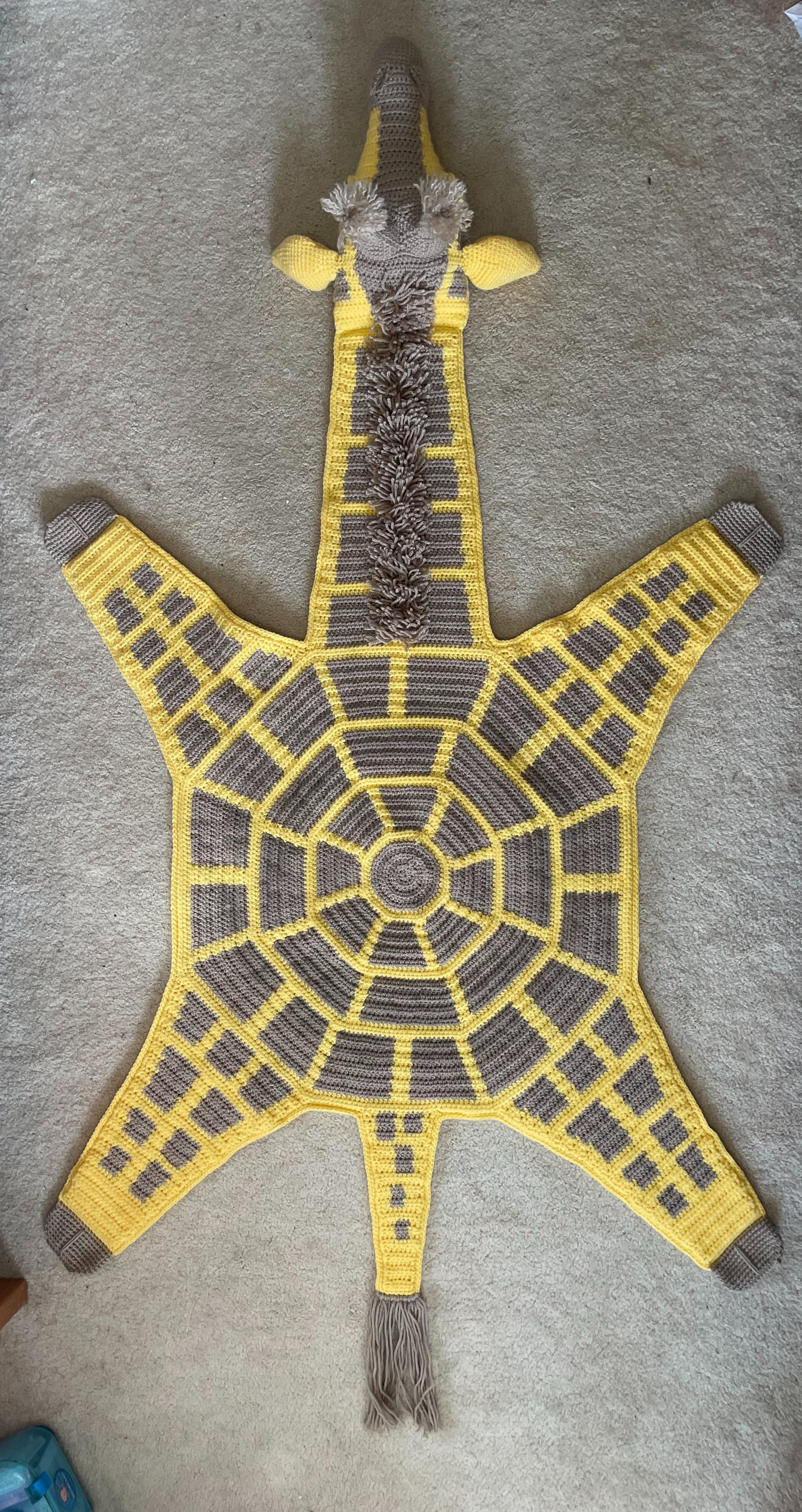 かぎ針編み動物キリンラグマット(両面)【インテリア】デコレーション【座布団】【敷物】