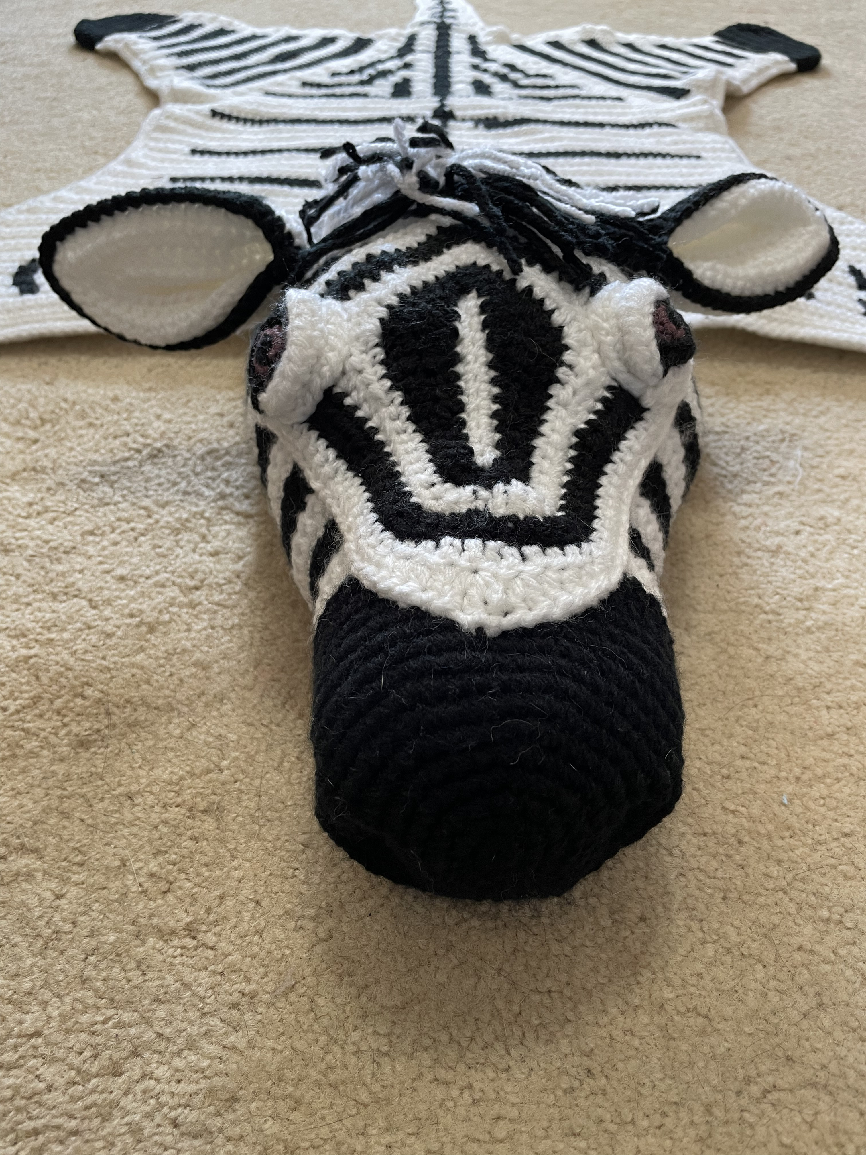 かぎ針編み動物シマウマラグマット(両面)【インテリア】デコレーション【座布団】【敷物】