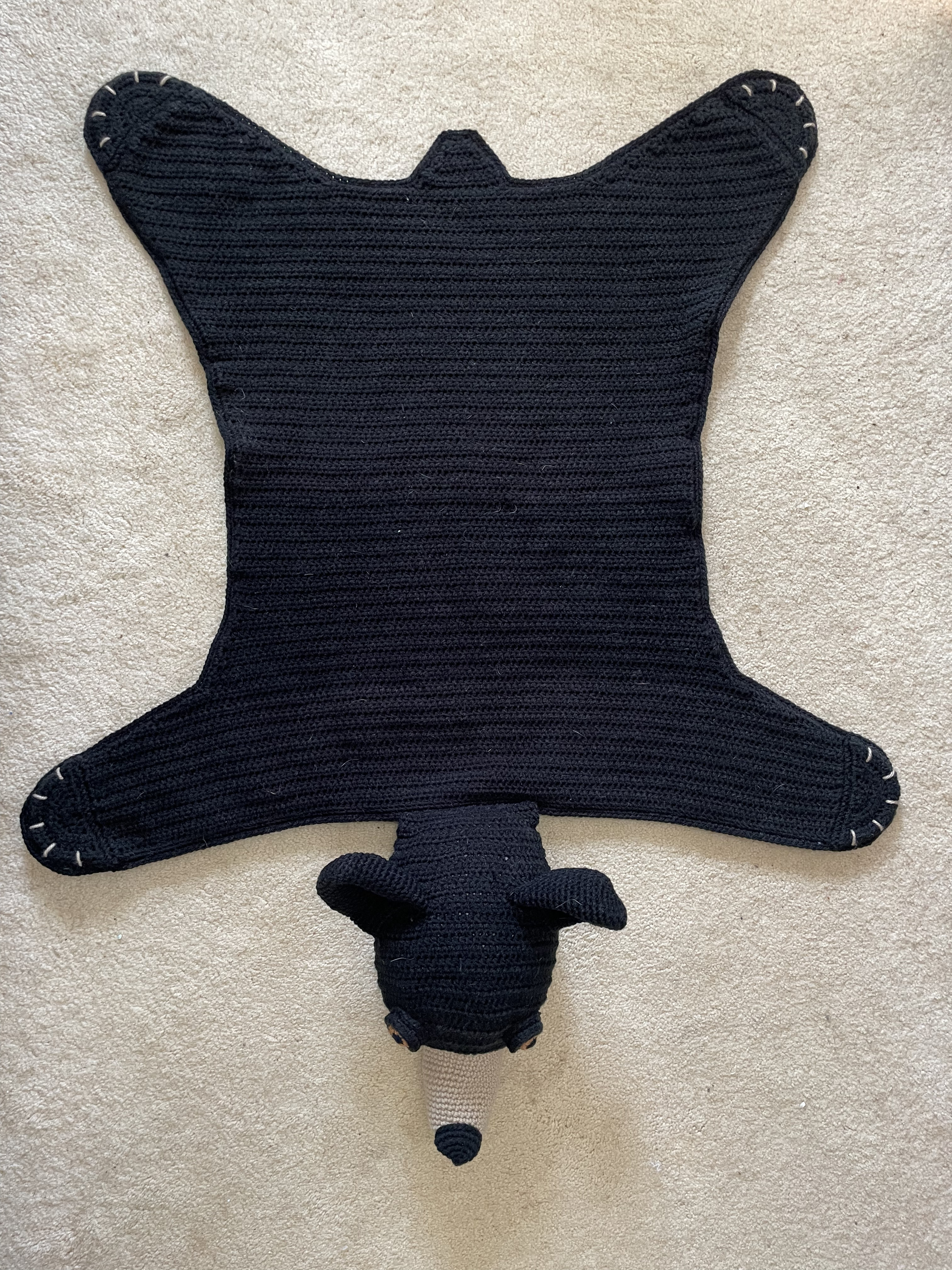 かぎ針編み動物クロクマラグマット(両面)【インテリア】デコレーション【座布団】【敷物】