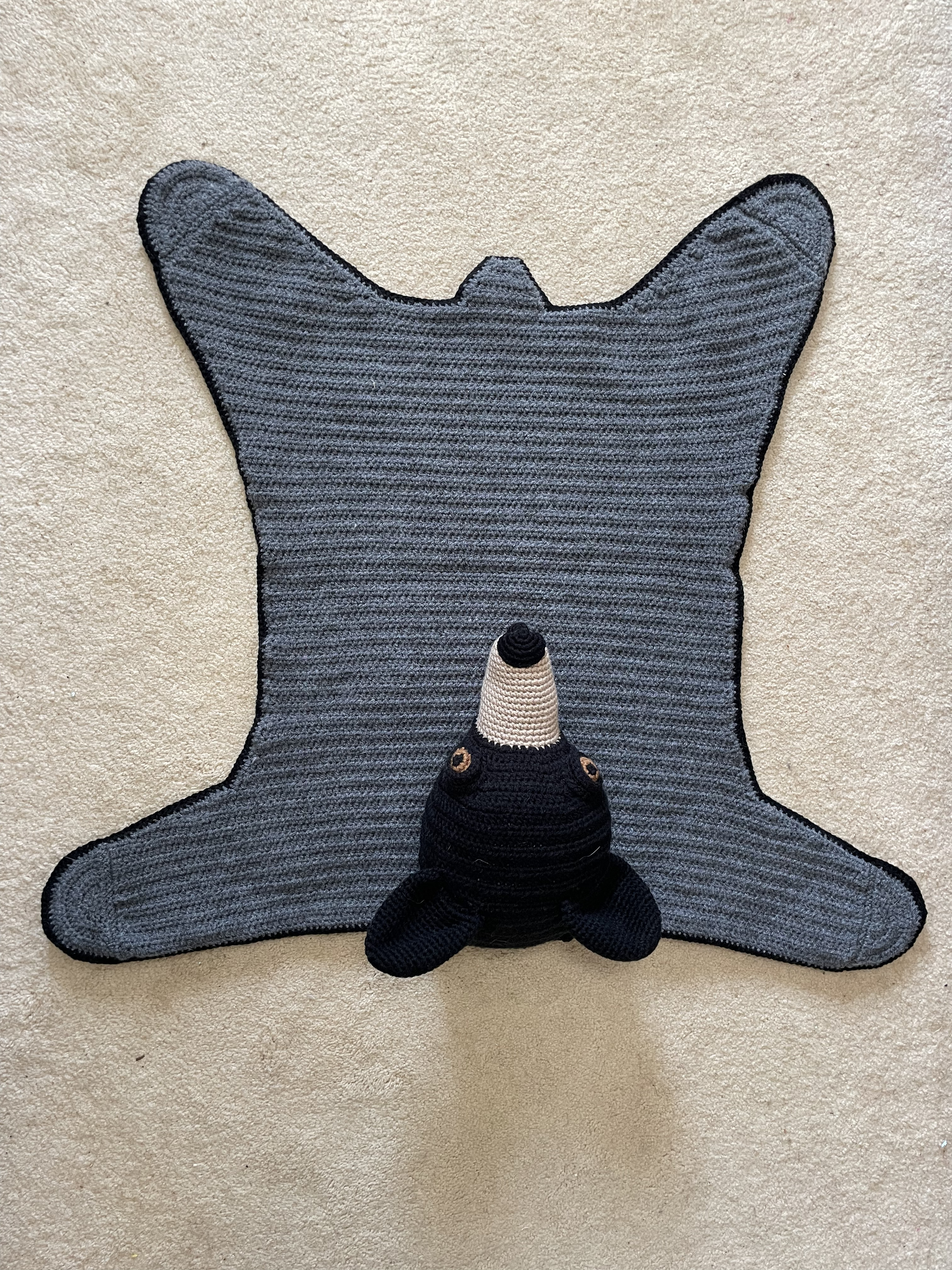 かぎ針編み動物クロクマラグマット(両面)【インテリア】デコレーション【座布団】【敷物】