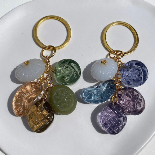 オーダー品⭐︎ハンドメイド　フェイクスイーツ　キーホルダー　チャーム じゃらじゃらキーホルダー】夏アクセサリー フェイクスイーツ