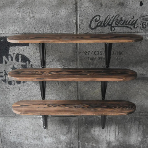 三段シェルフ 男前 インダストリアル スケボー スケートボード棚