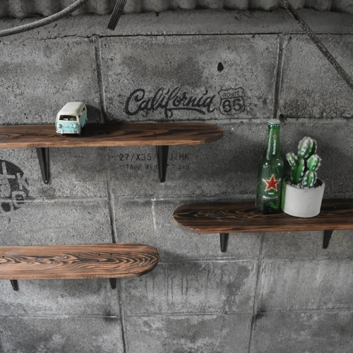 三段シェルフ 男前 インダストリアル スケボー スケートボード棚