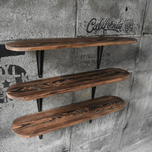 三段シェルフ 男前 インダストリアル スケボー スケートボード棚