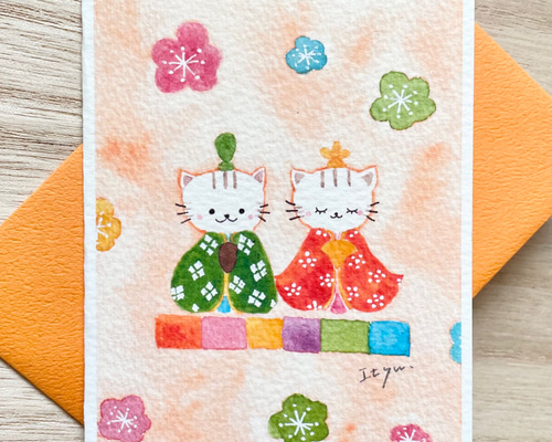白猫　お雛様　コンパクト　ミニチュア　立ち雛　手描き　ハンドペイント 白猫 お雛様 コンパクト ミニチュア 立ち雛 手描き ハンドペイント