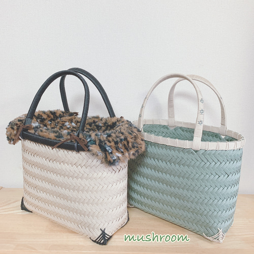 ⭐︎ご注文品⭐︎クラフトバンドで編んだ斜め網代編みの市場かご かご