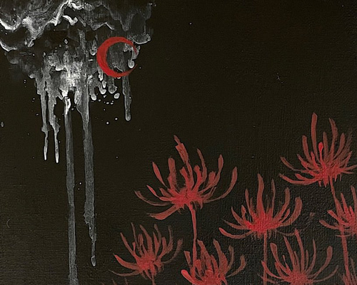 赤絵細描風アート「彼岸花に揚羽図」イラスト原画 赤絵細描風アート「彼岸花に揚羽図」イラスト原画の通販 by 篠尾