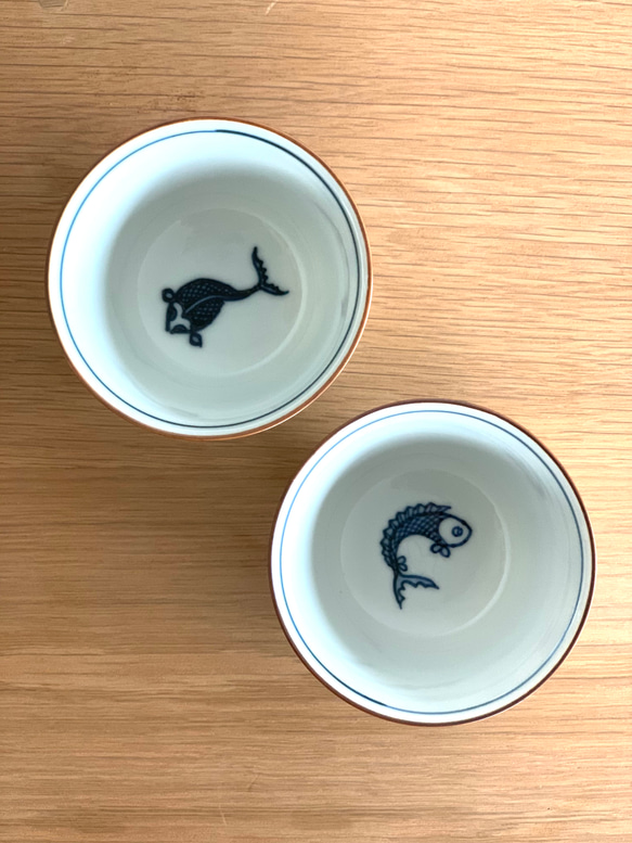 【京焼・清水焼】京都　水野春陽窯　染付　お魚　フィッシュ　汲み出し　小鉢　 2枚目の画像