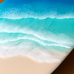 海のある暮らし　組み立て式ミニテーブル　サーフボード型　花台　海レジン　レジンアート　海　インテリア　プランター　 9枚目の画像