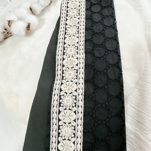 インド刺繍半衿・黒 | DOUBLE MAISON