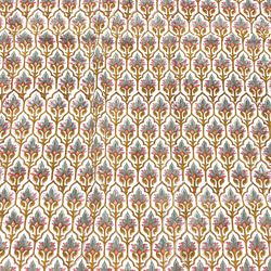 【50cm単位】ホワイトグレーピンクパターン　ハンドブロックプリント生地　テキスタイル  コットン 4枚目の画像