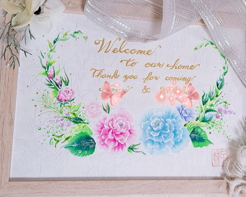 バラのウェルカムボード書きます！！ 新築祝いバラのウェルカムボード その他インテリア雑貨 毬子 art