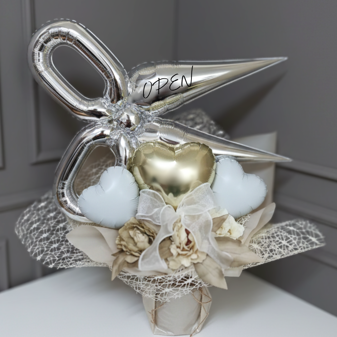 【開店祝・周年祝】はさみ✂︎HEARTギフト │サロン　美容室　はさみバルーン　美容院