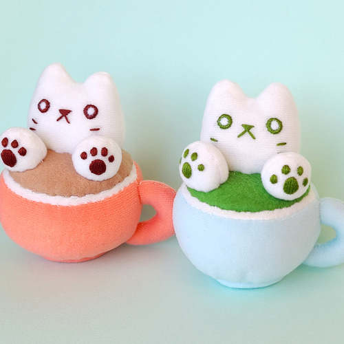 ラテアートのぬいぐるみ 猫さん エスプレッソ ぬいぐるみ くろまる