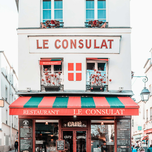 【新品未使用】油画　パリ　モンマルトルカフェ 風景画 パリ 油絵 インテリアアート「モンマルトルの赤いカフェ