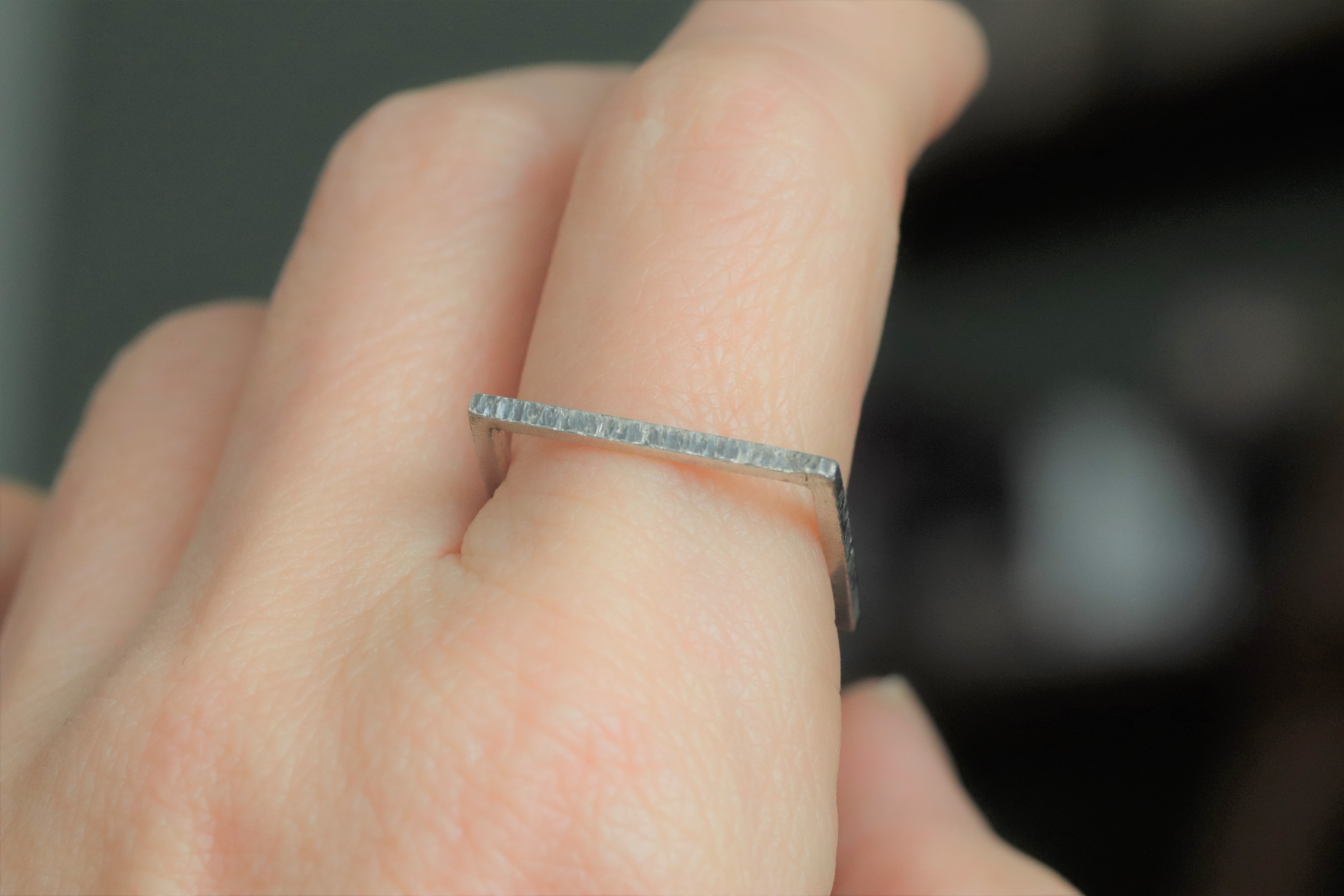 シンプルスクエアリング　シルバー950　無料サイズ調整　ユニセックス