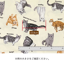 110×50 猫柄 生地 布 キャットアソート 綿オックス グレー コットン100% 50cm単位販売 商用利用可 6枚目の画像