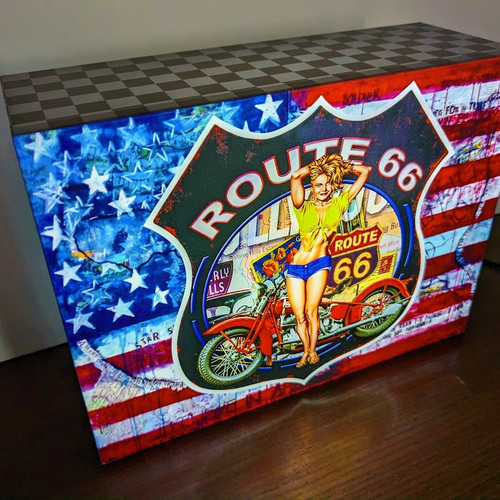 ルート66 ミニスタンド/ アメリカンバイク（貯金箱） バイク屋