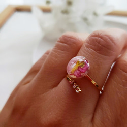 さくら貝❁︎ドライフラワー❁︎可愛いイニシャルring 2枚目の画像