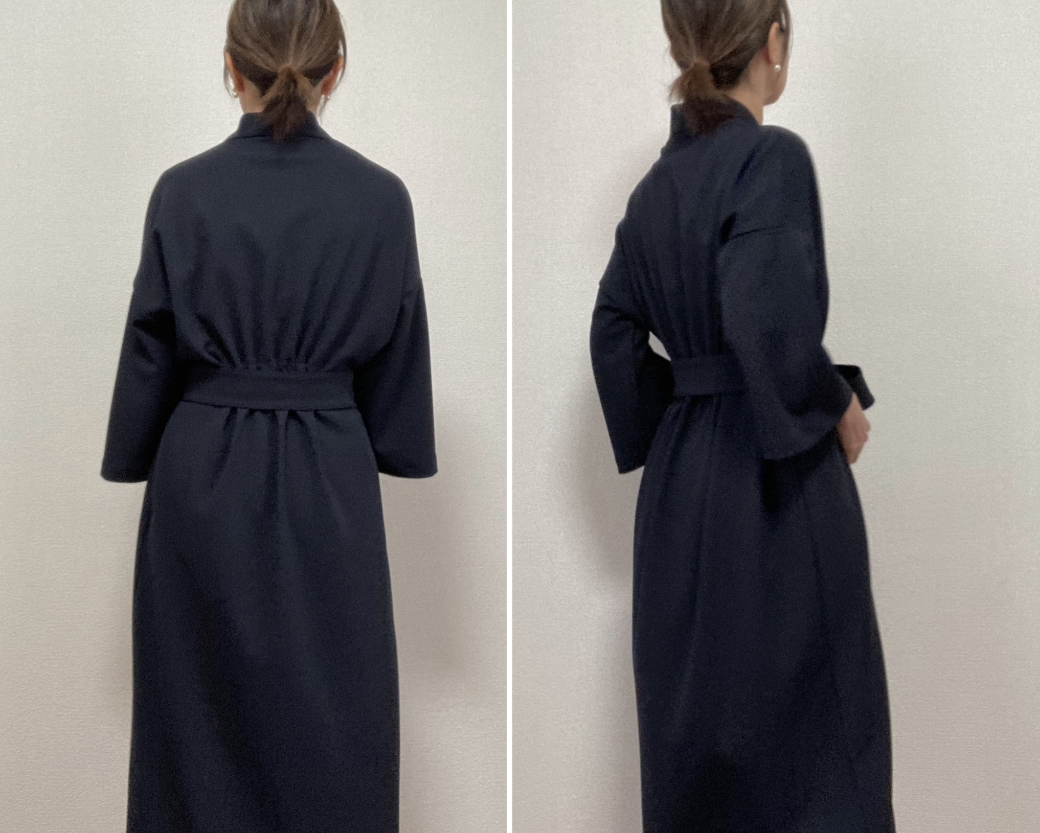 八分袖ベルスリーブ【卒入学式★卒入園式】リラックス伸縮素材セレモニーワンピース フォーマル【受注製作】ウエストリボン付