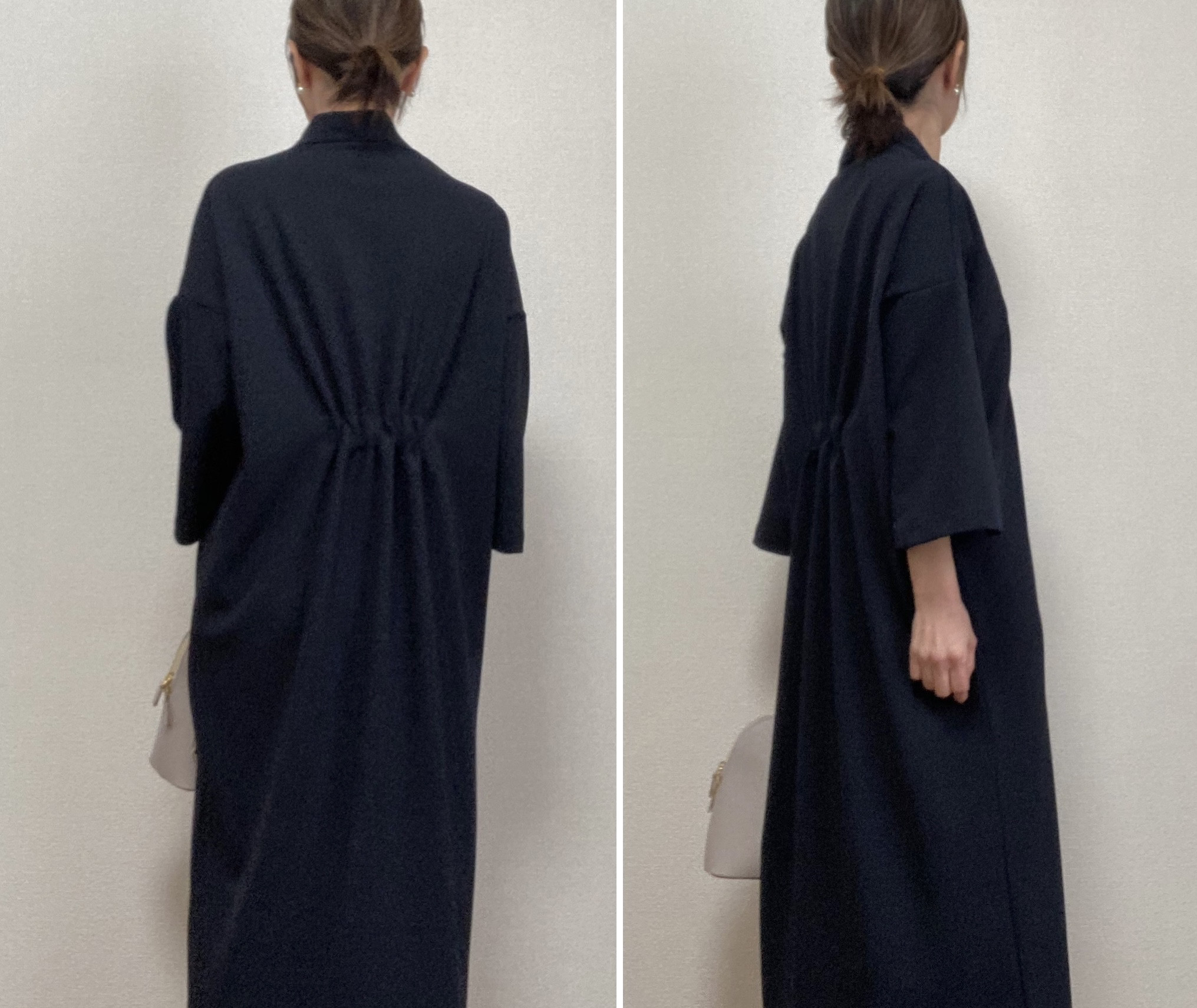 八分袖ベルスリーブ【卒入学式★卒入園式】リラックス伸縮素材セレモニーワンピース フォーマル【受注製作】ウエストリボン付