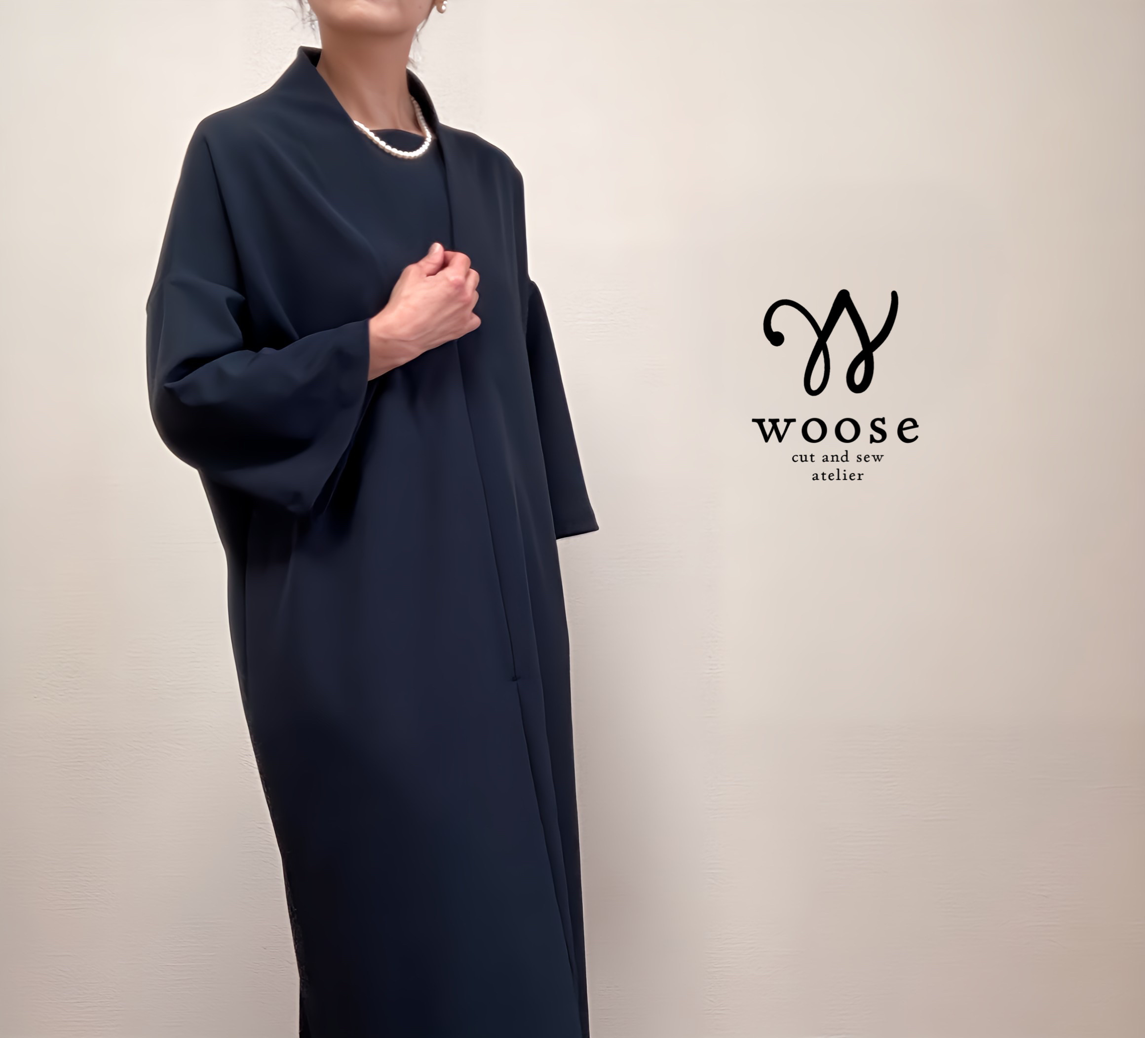 八分袖ベルスリーブ【卒入学式★卒入園式】リラックス伸縮素材セレモニーワンピース フォーマル【受注製作】ウエストリボン付