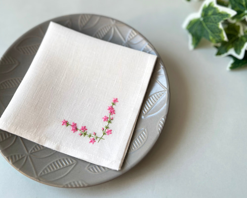 アンティーク ドングリ小花刺繍 極細糸ファインリネンクロス ヘムステッチハンカチ IC-7081-86-160x160.jpg