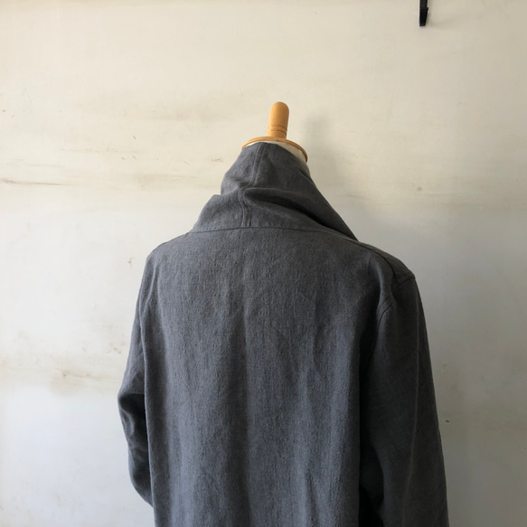 ［１着SALE］linen wool リネンウールのライトコート　ダークグレー 6枚目の画像