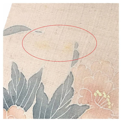 正絹　紬　◇半幅帯　長尺　着物地◇　薄いピンク　花模様　長さ450cm 5枚目の画像