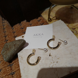 Pearl ＆ bijou hoop earrings パールとビジューのフープイヤリング フープピアス 結婚式お呼ばれ 18枚目の画像