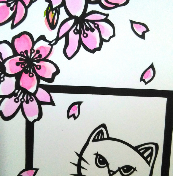 【切り絵】原画　A5サイズ　cherry blossom3 2枚目の画像