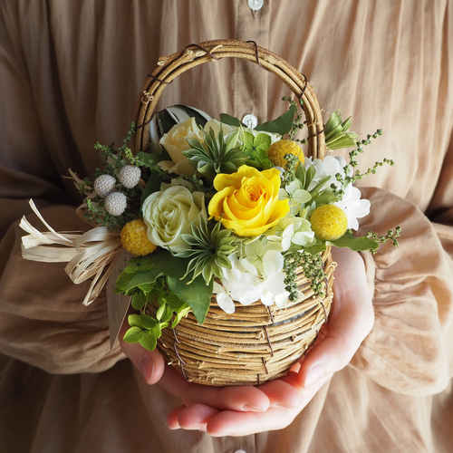 プリザーブドフラワーアレンジメント♡ 夏限定】レモンライム色のアレンジメント＊プリザーブドフラワー