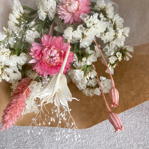 creema限定】 30センチ ピンク スワッグ 花束 ドライフラワー creema限定】 30センチ ピンク スワッグ 花束 ドライフラワー