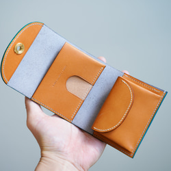 flap mini wallet [ skyblue & gray gradation ] ミニ財布 コンパクト 12枚目の画像