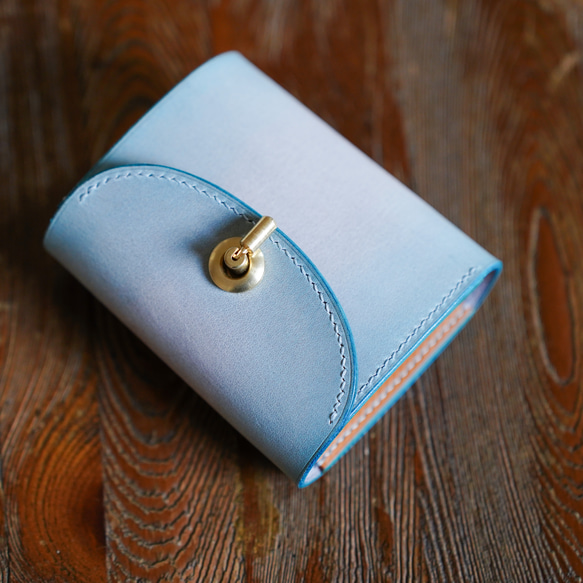 flap mini wallet [ skyblue & gray gradation ] ミニ財布 コンパクト 14枚目の画像