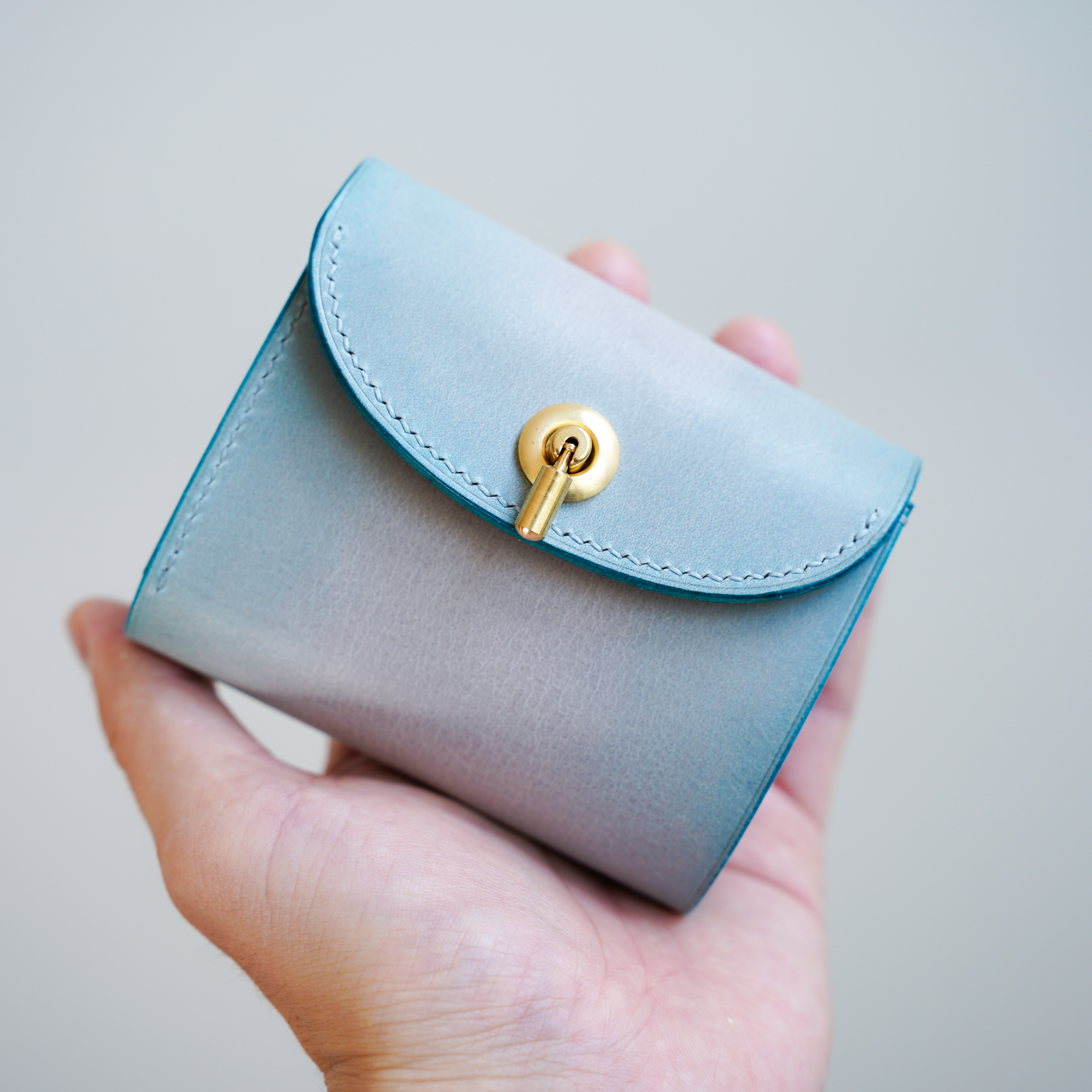 flap mini wallet [ skyblue & gray gradation ] ミニ財布 コンパクト