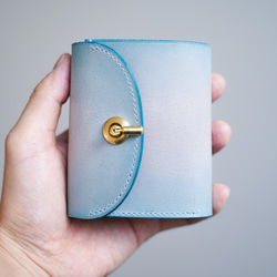 flap mini wallet [ skyblue & gray gradation ] ミニ財布 コンパクト 7枚目の画像