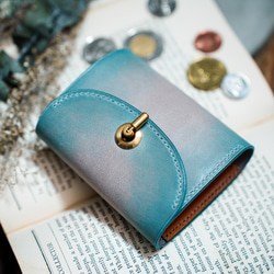 flap mini wallet [ skyblue & gray gradation ] ミニ財布 コンパクト 4枚目の画像