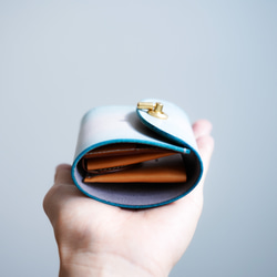 flap mini wallet [ skyblue & gray gradation ] ミニ財布 コンパクト 6枚目の画像