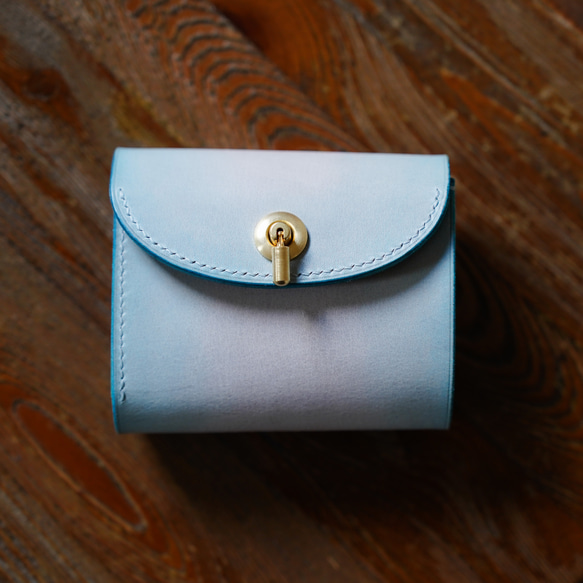 flap mini wallet [ skyblue & gray gradation ] ミニ財布 コンパクト 13枚目の画像
