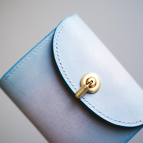 flap mini wallet [ skyblue & gray gradation ] ミニ財布 コンパクト 9枚目の画像