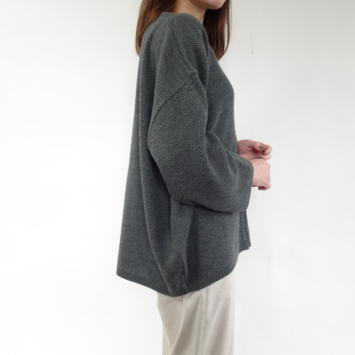 ジャパンメイド】ドルマンスリーブカーディガン〈グレー、チャコール
