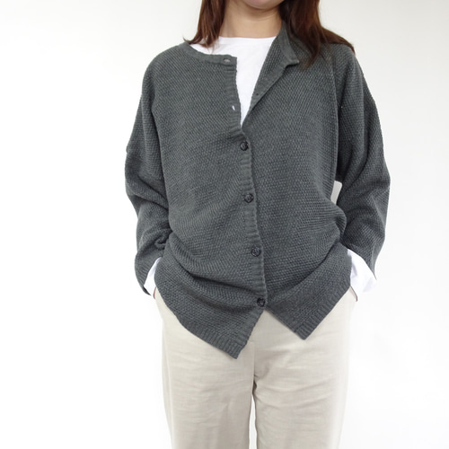 ジャパンメイド】ドルマンスリーブカーディガン〈グレー、チャコール