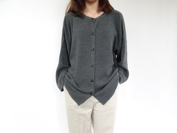 [日本製] 蝙蝠袖開衫&lt;灰色、木炭色&gt; 第1張的照片
