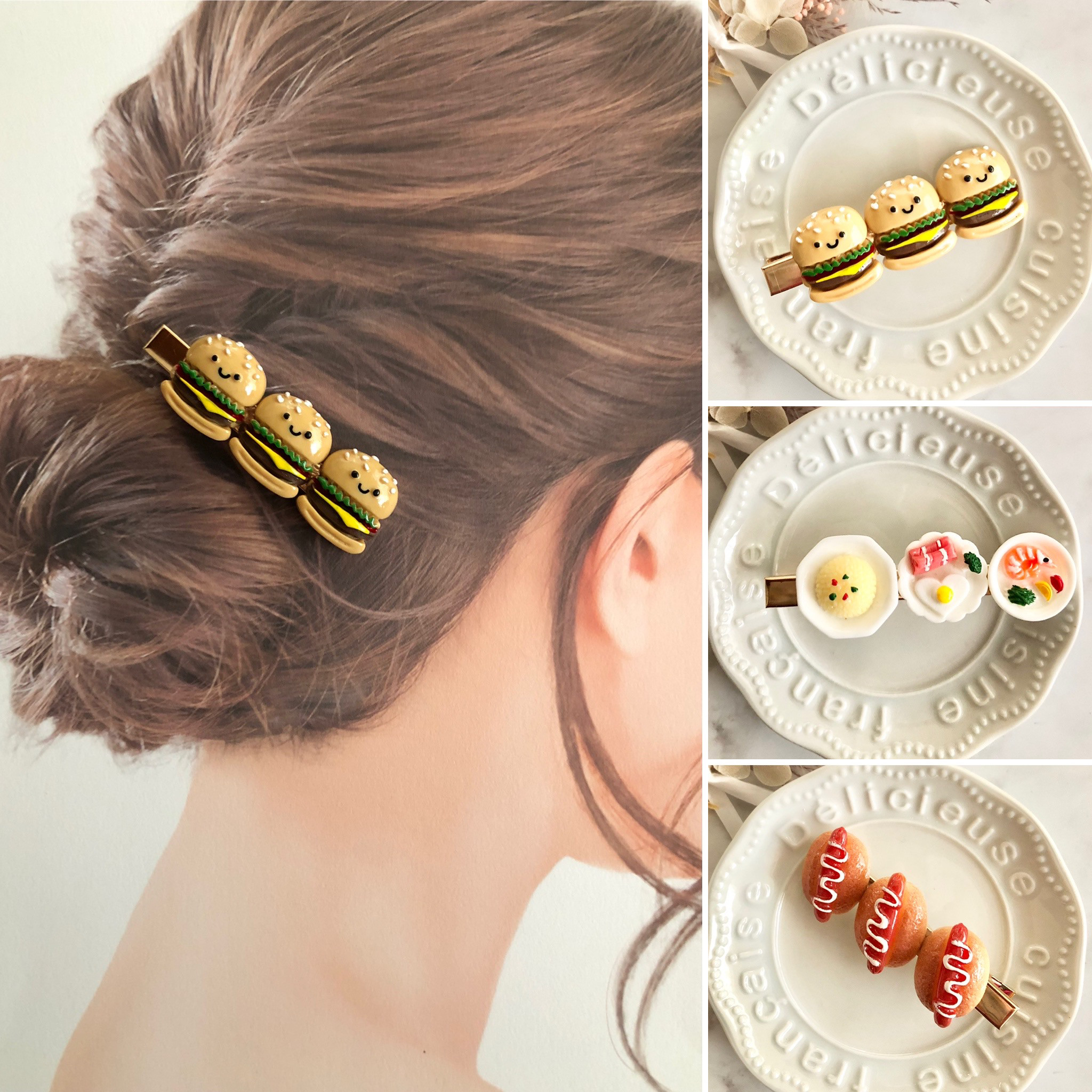 オーダー♡オムライス布団/目玉焼き布団】ヘアクリップヘアゴム